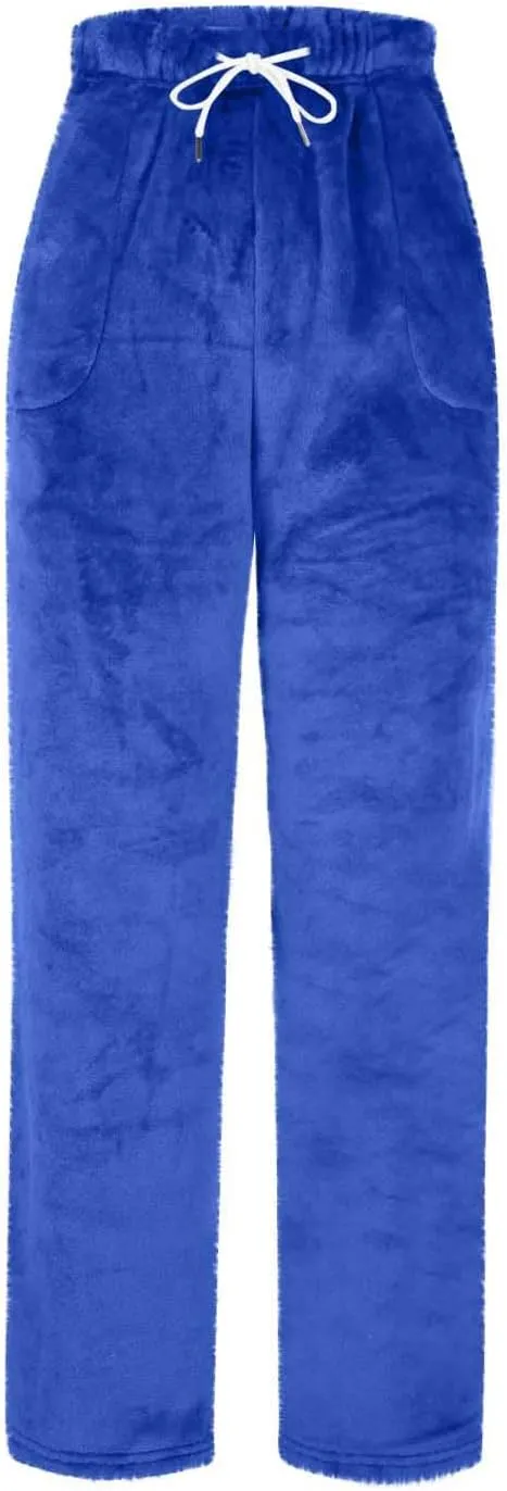 Women's Coral Fleece Pajama Pants Winter Pj Bottoms Comfy Warm Lounge Long Pants Sleepwear Velvet Home Pants