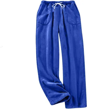 Women's Coral Fleece Pajama Pants Winter Pj Bottoms Comfy Warm Lounge Long Pants Sleepwear Velvet Home Pants