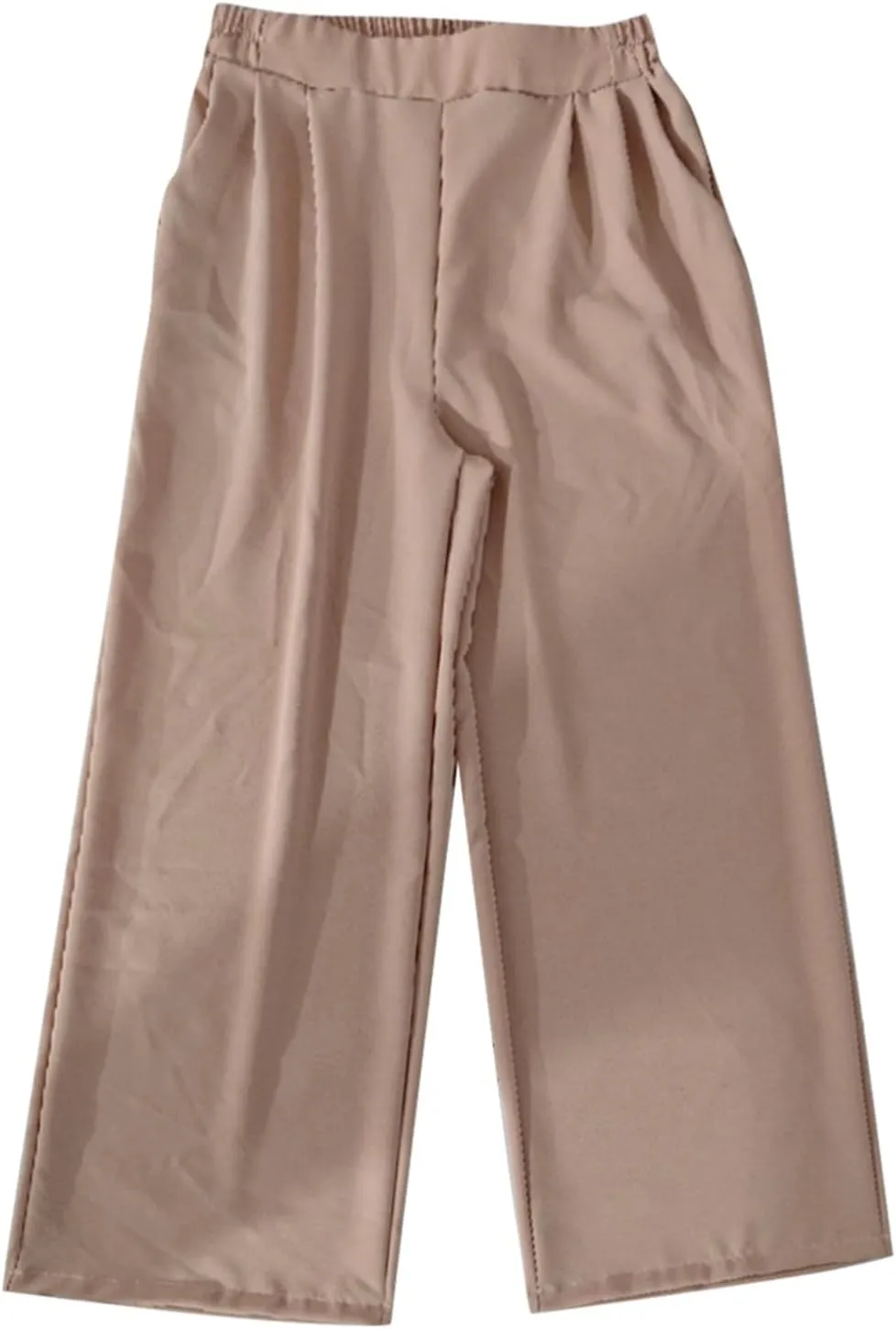 Women's Crinkle Textured Wide Leg Pants High-Waisted Cooling Summer Stretchy Lightweight Lounge to Office