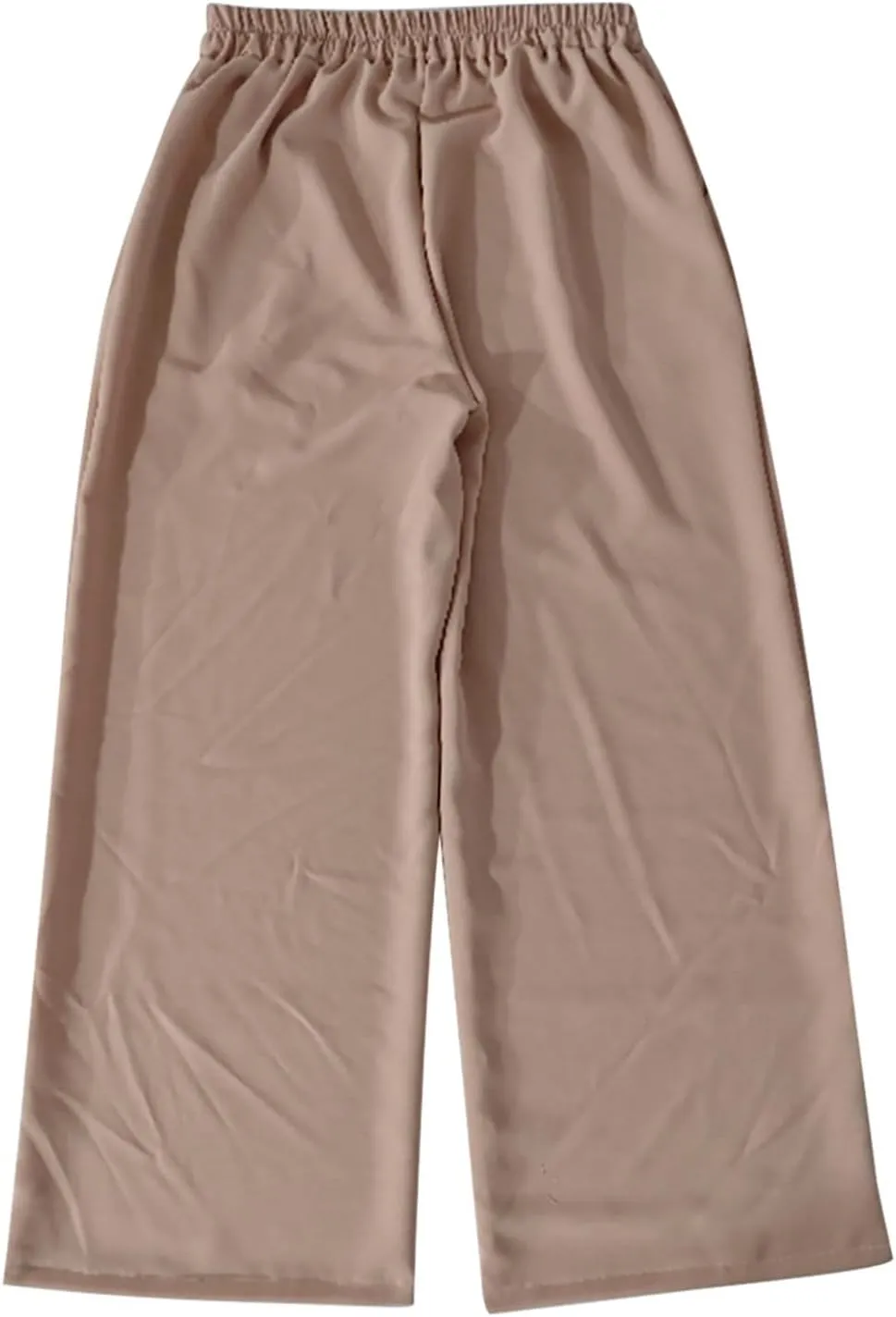 Women's Crinkle Textured Wide Leg Pants High-Waisted Cooling Summer Stretchy Lightweight Lounge to Office