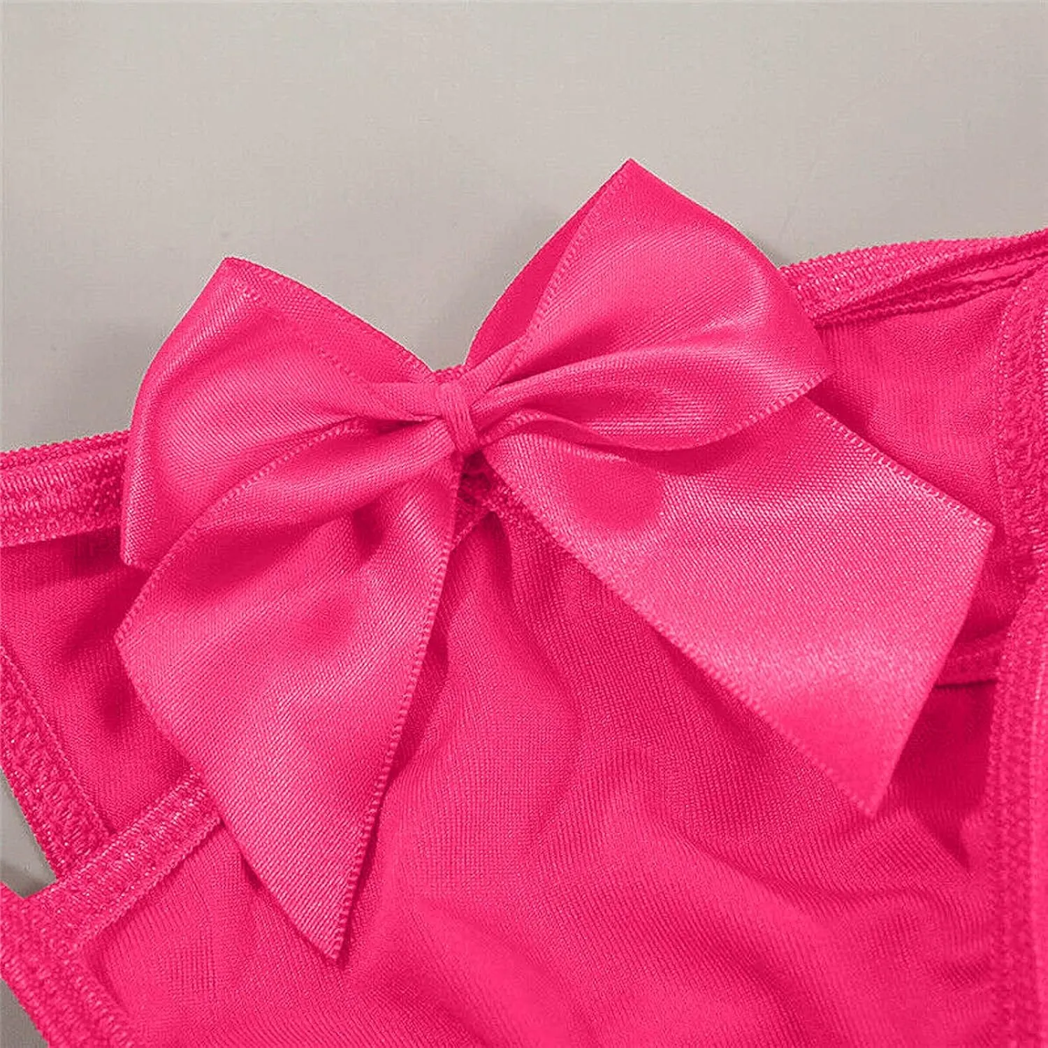 Women's Exotic Apparel Women's Two Piece Underwire Lingerie Set Bow Knot Cut Out Halter Bra and Panty Sleepwear