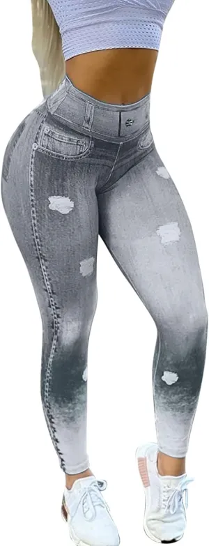 Womens Fashion Tummy Control Leggings Slim High Waist Compression Athletic Tights Squat Proof Seamless Yoga Pants