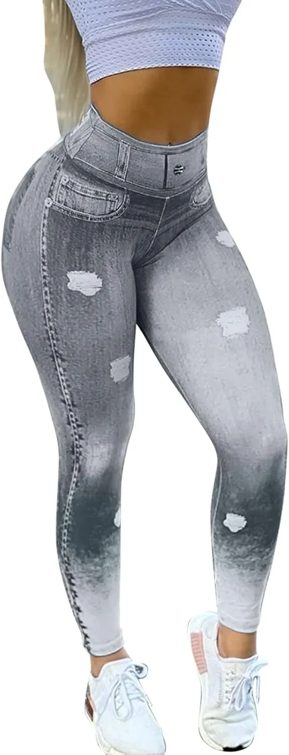 Womens Fashion Tummy Control Leggings Slim High Waist Compression Athletic Tights Squat Proof Seamless Yoga Pants