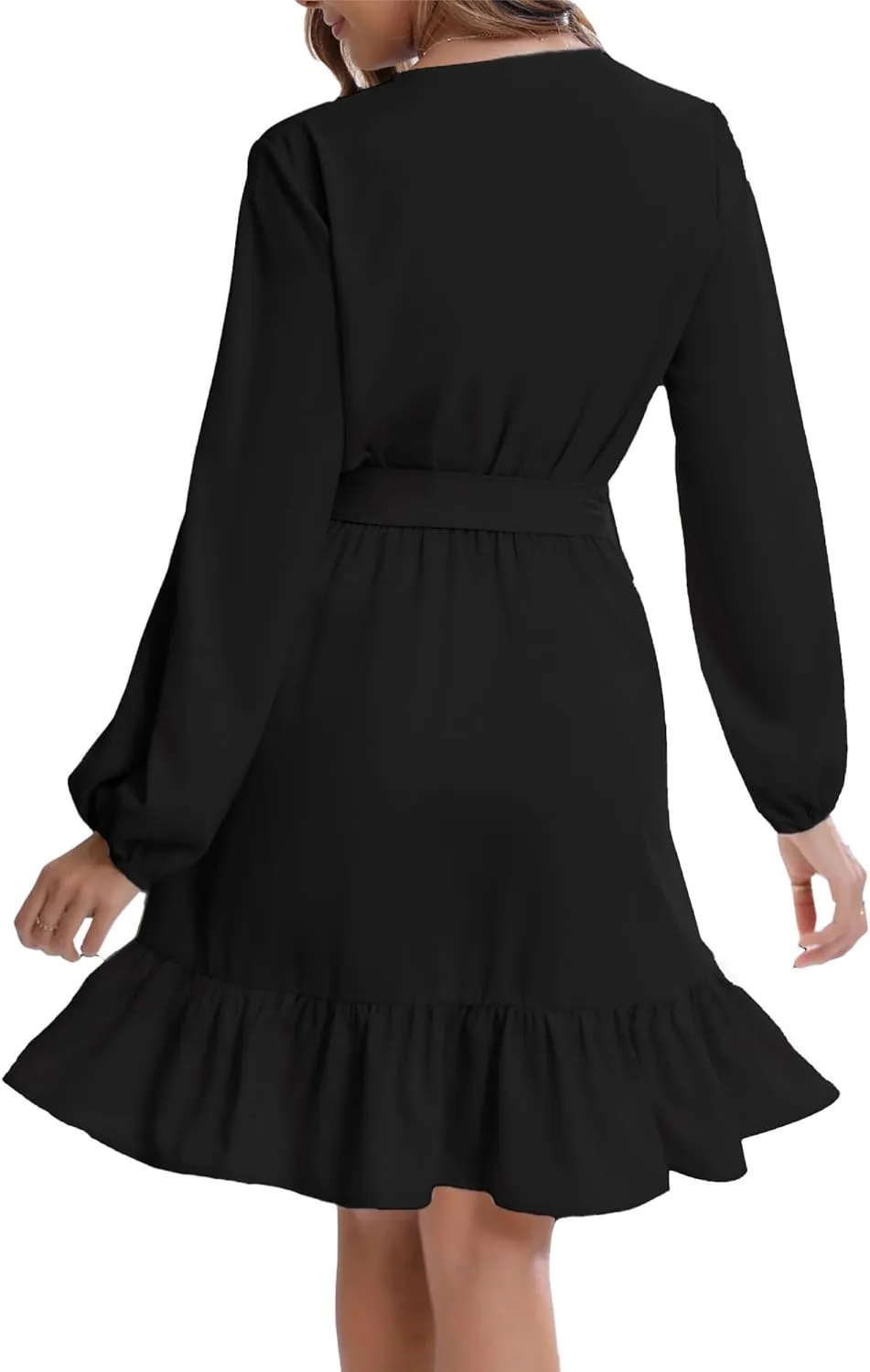 Women's Flared Sleeves Printed Wrap A-Line Mini Boho Dress