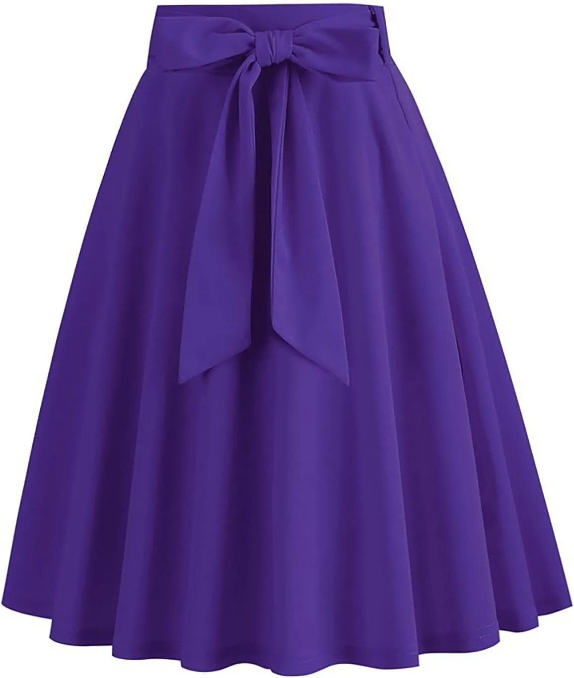 Womens Hepburn Style Skirt Solid Vintage High Waist A-Line Skater Skirts Casual Fashion Loose Flowy A-line Skorts
