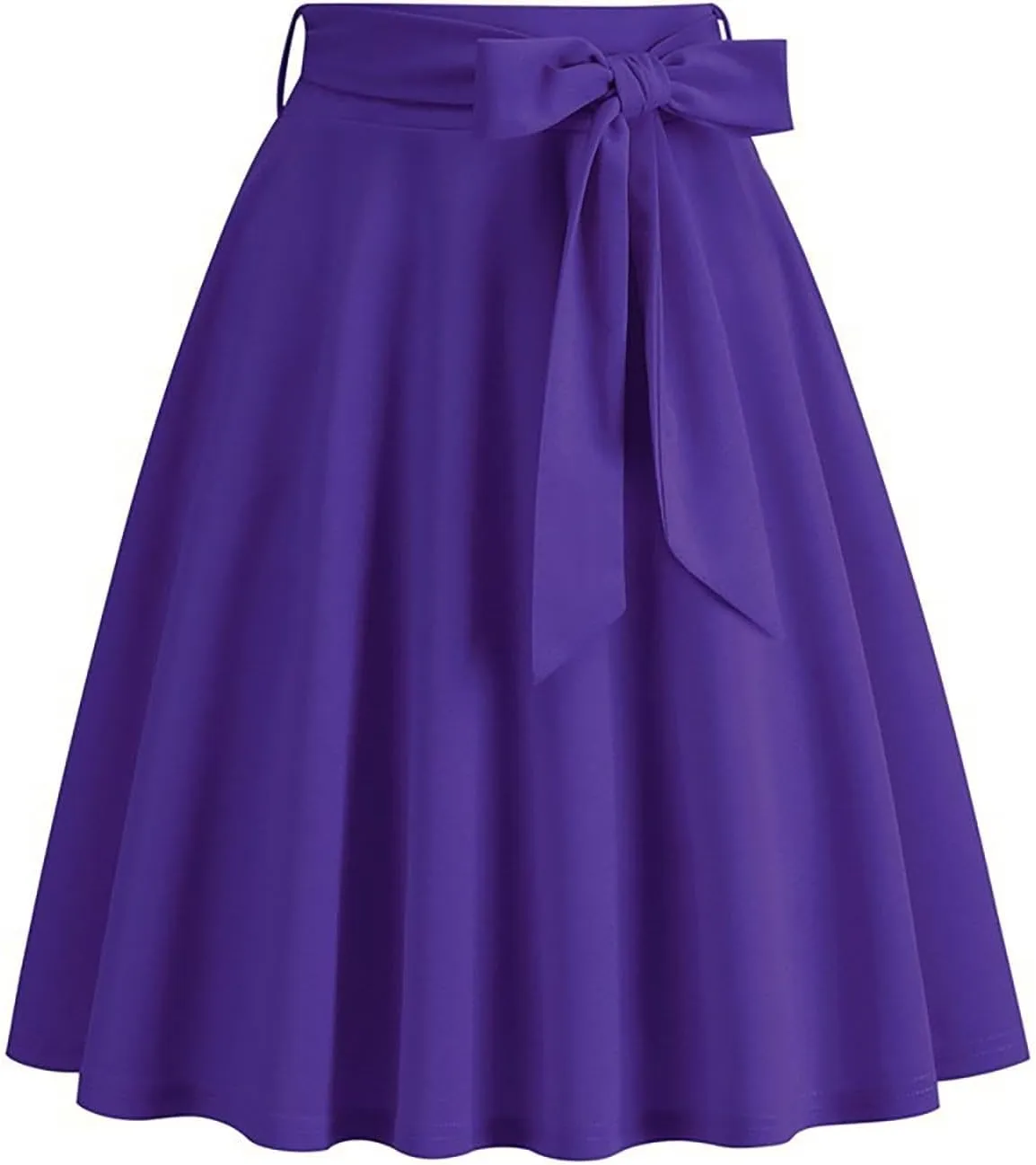 Womens Hepburn Style Skirt Solid Vintage High Waist A-Line Skater Skirts Casual Fashion Loose Flowy A-line Skorts