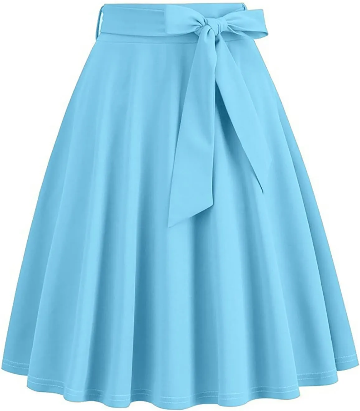 Womens Hepburn Style Skirt Solid Vintage High Waist A-Line Skater Skirts Casual Fashion Loose Flowy A-line Skorts