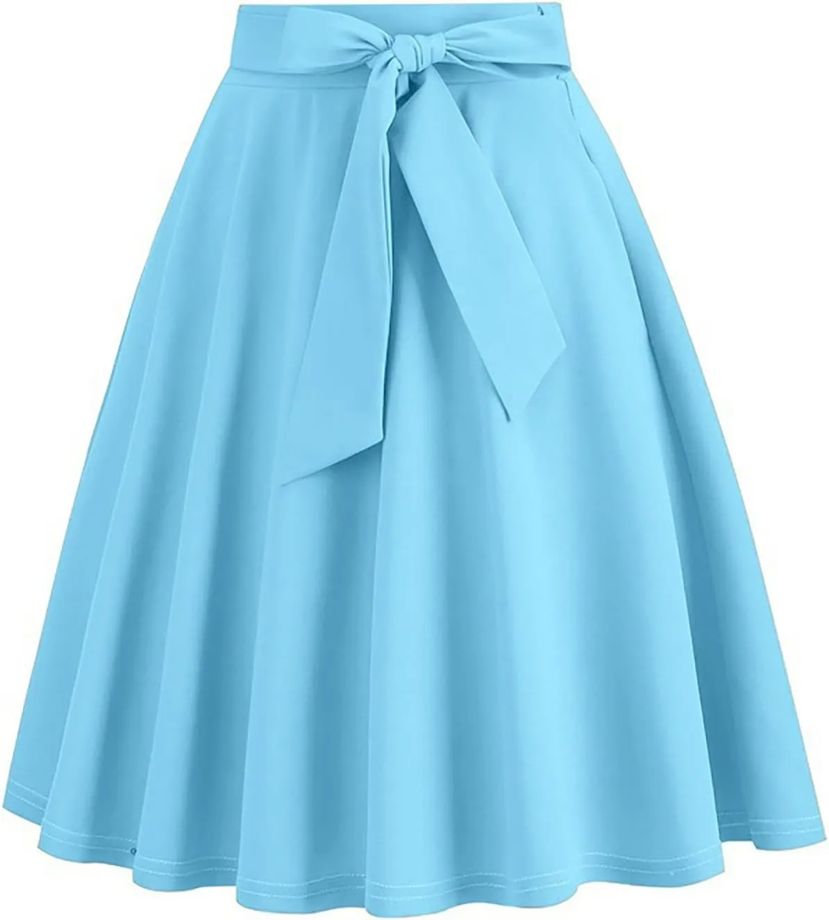 Womens Hepburn Style Skirt Solid Vintage High Waist A-Line Skater Skirts Casual Fashion Loose Flowy A-line Skorts