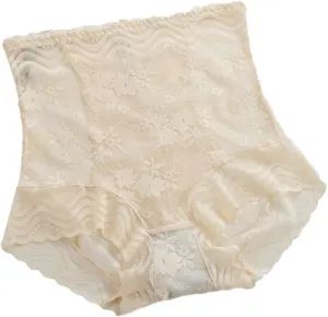 Women's High Waist Cotton Underwear Soft Brief Sexy Lace Panties Regular Butt Lift Seamless Brief