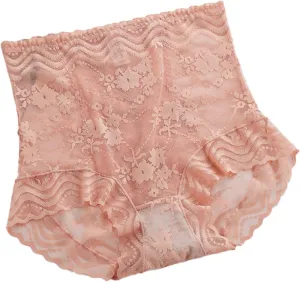 Women's High Waist Cotton Underwear Soft Brief Sexy Lace Panties Regular Butt Lift Seamless Brief