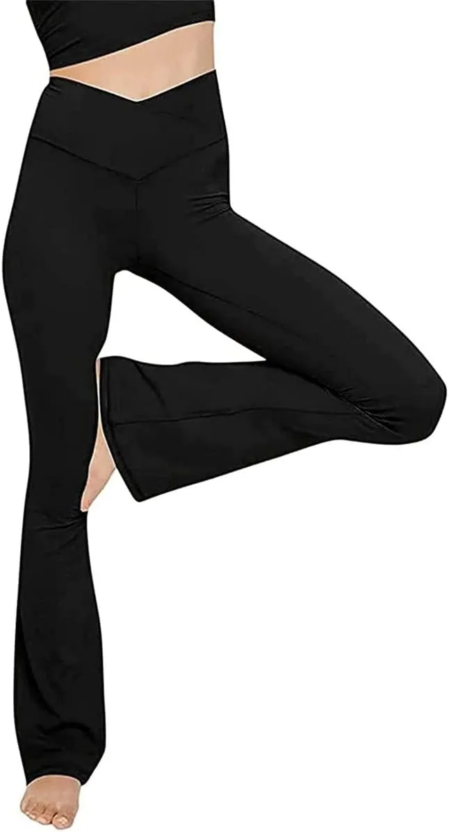 Womens High Waisted Bell Bottom Pants Mermaid Ruffle Flare Pants High Fashion Palazzo Pant Yoga Pants Leggings