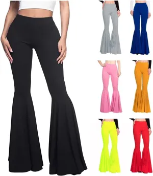 Womens High Waisted Bell Bottom Pants Mermaid Ruffle Flare Pants High Fashion Palazzo Pant Yoga Pants Leggings