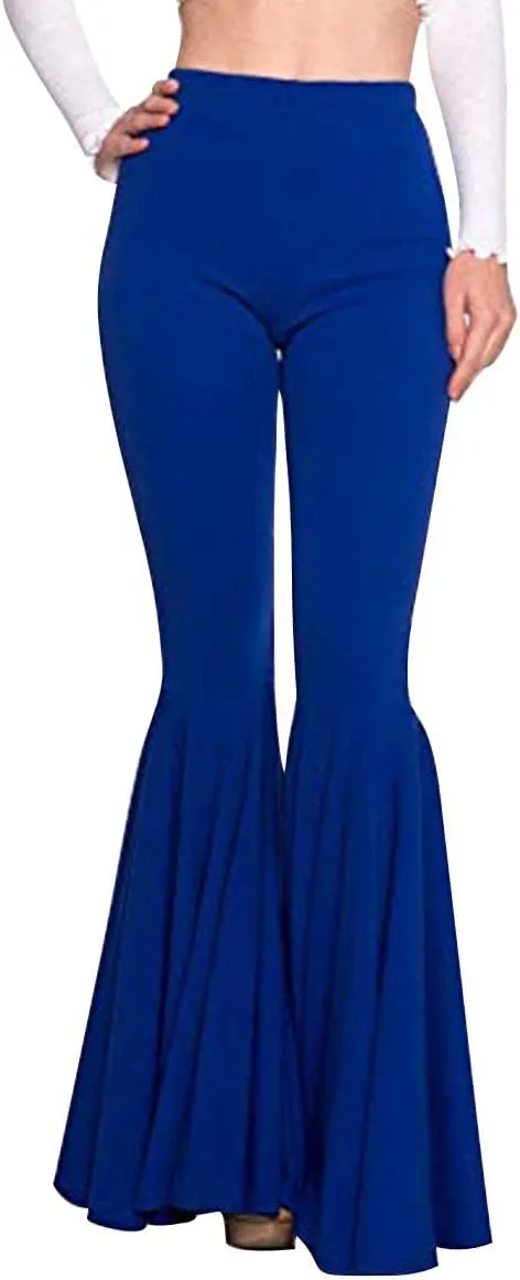 Womens High Waisted Bell Bottom Pants Mermaid Ruffle Flare Pants High Fashion Palazzo Pant Yoga Pants Leggings