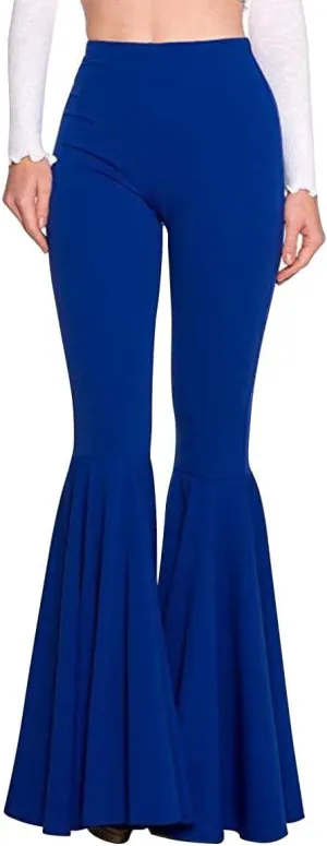 Womens High Waisted Bell Bottom Pants Mermaid Ruffle Flare Pants High Fashion Palazzo Pant Yoga Pants Leggings