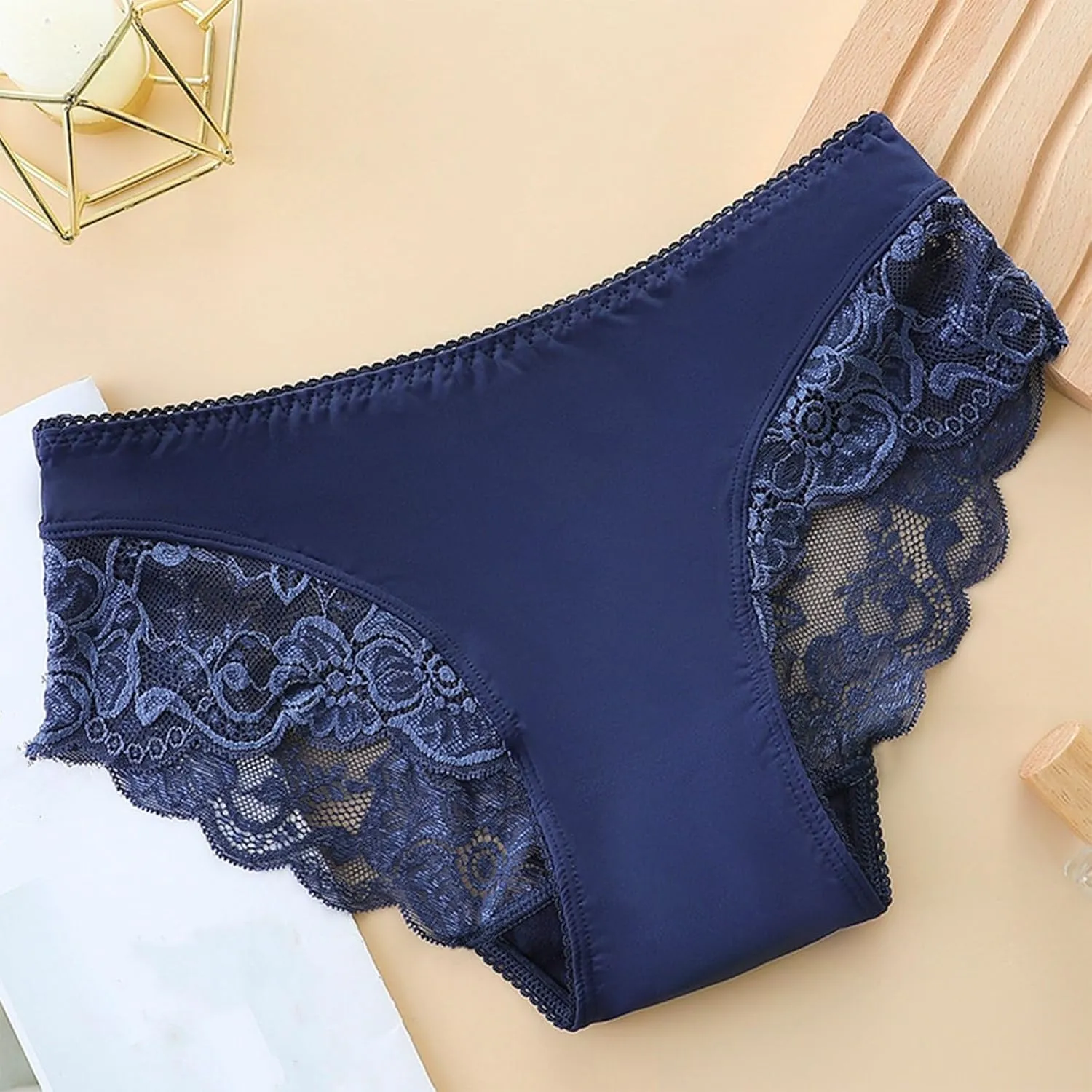Womens High Waisted Underwear Panties Sexy Lace Hipster No Show Soft Stretch Cheeky Panties