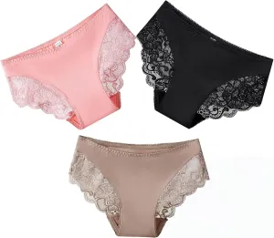 Womens High Waisted Underwear Panties Sexy Lace Hipster No Show Soft Stretch Cheeky Panties