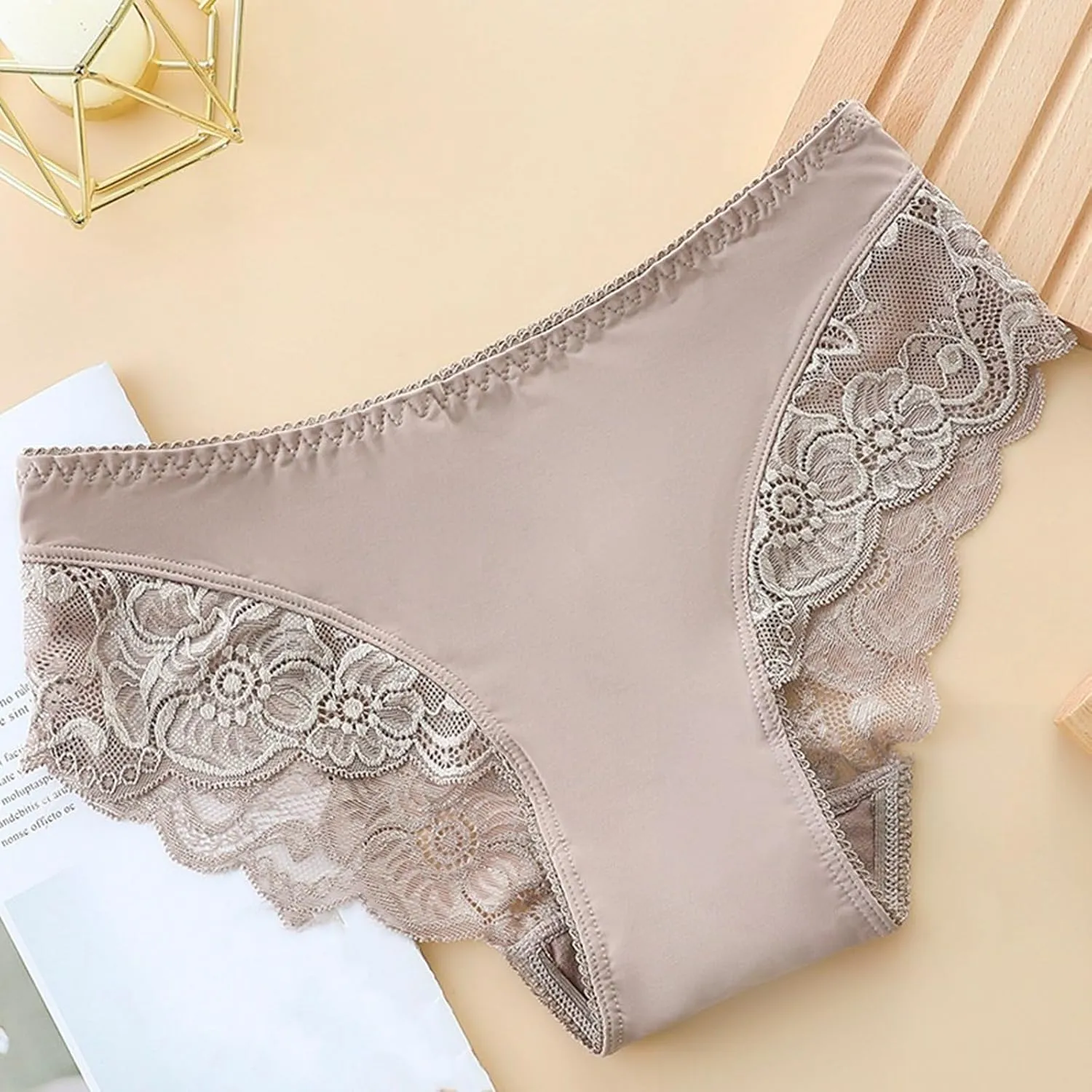 Womens High Waisted Underwear Panties Sexy Lace Hipster No Show Soft Stretch Cheeky Panties