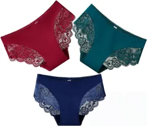 Womens High Waisted Underwear Panties Sexy Lace Hipster No Show Soft Stretch Cheeky Panties