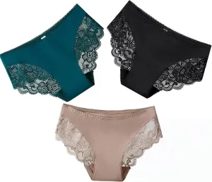 Womens High Waisted Underwear Panties Sexy Lace Hipster No Show Soft Stretch Cheeky Panties