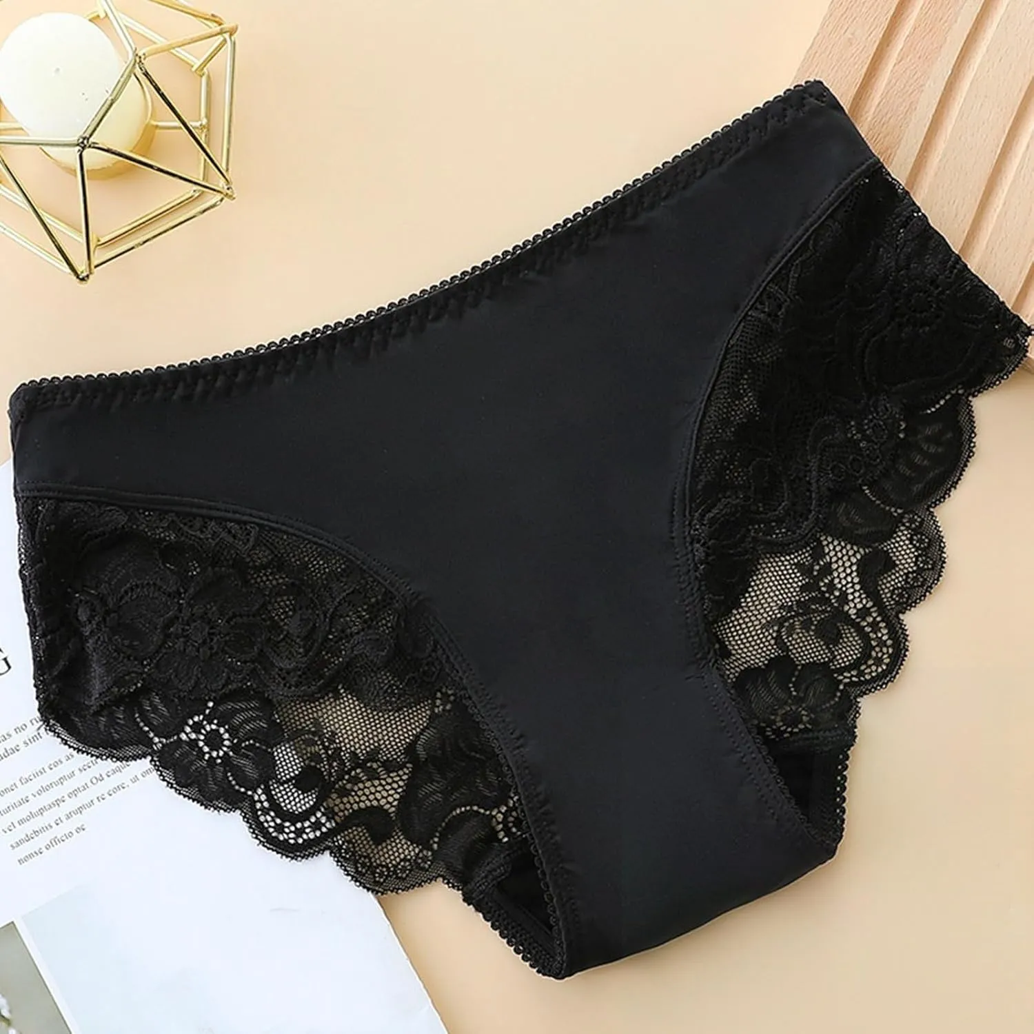 Womens High Waisted Underwear Panties Sexy Lace Hipster No Show Soft Stretch Cheeky Panties