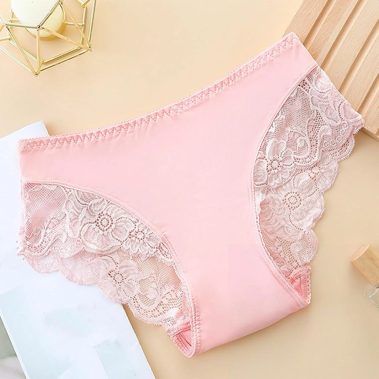 Womens High Waisted Underwear Panties Sexy Lace Hipster No Show Soft Stretch Cheeky Panties