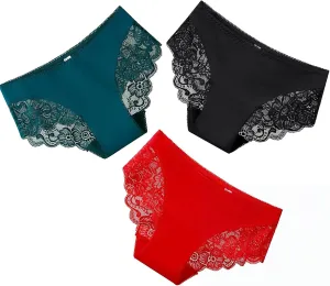 Womens High Waisted Underwear Panties Sexy Lace Hipster No Show Soft Stretch Cheeky Panties
