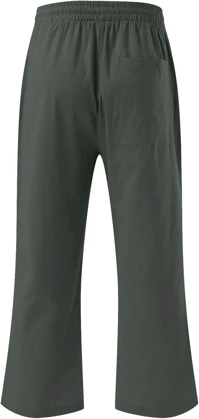 Women's Joggers Casual Straight Leg Capri Soft Pants Elastic Waist Lightweight Beach Capri Trouser with Pockets