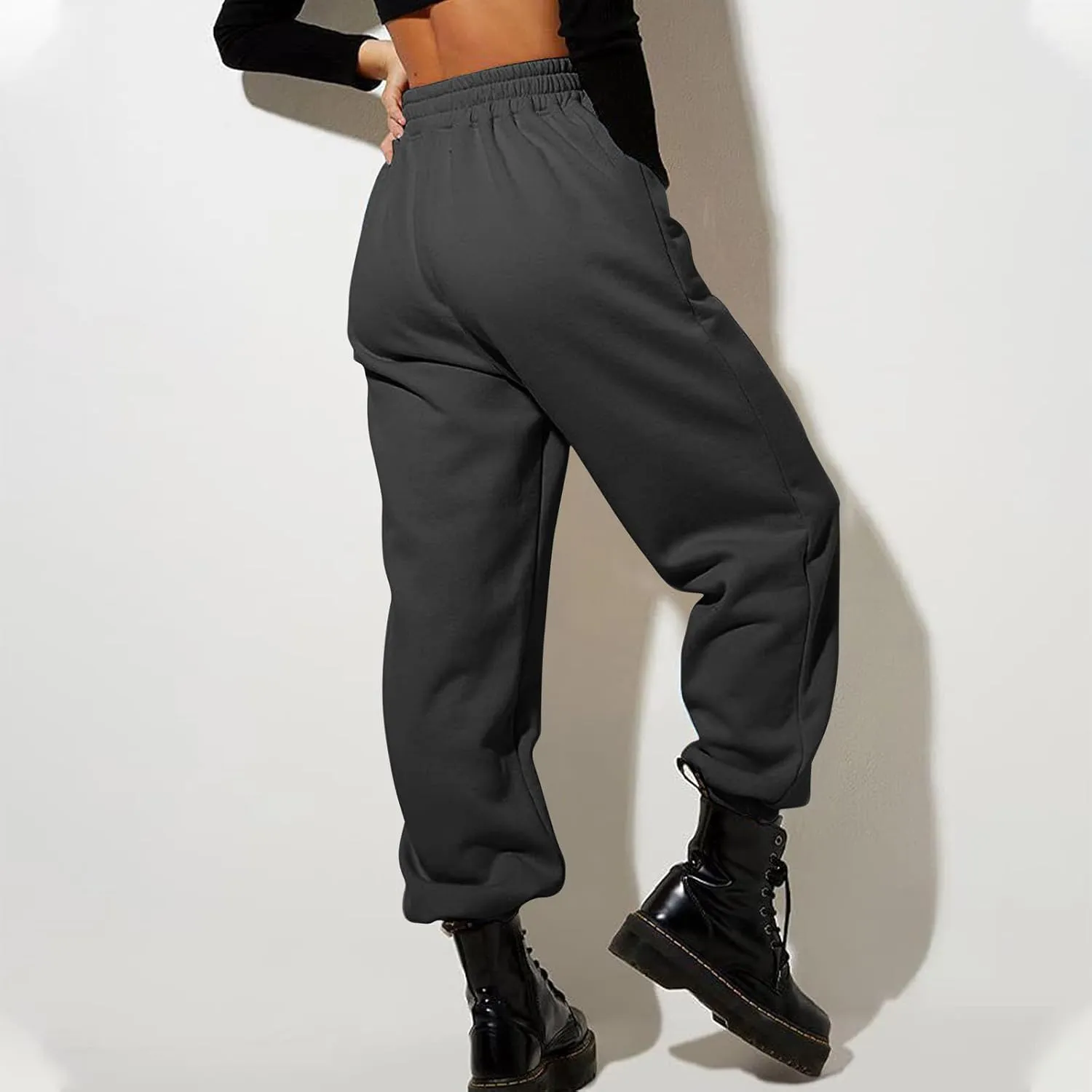 Women's Joggers Fleece Lined Sweatpants Warm Winter Pants High Waisted Casual Pants Comfy Lounge Pants with Pockets