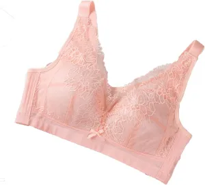Womens Lace Sexy Everyday Bras No Underwire Adjustable Straps Breathable Push Up Bra V Neck Full Coverage Bralettes