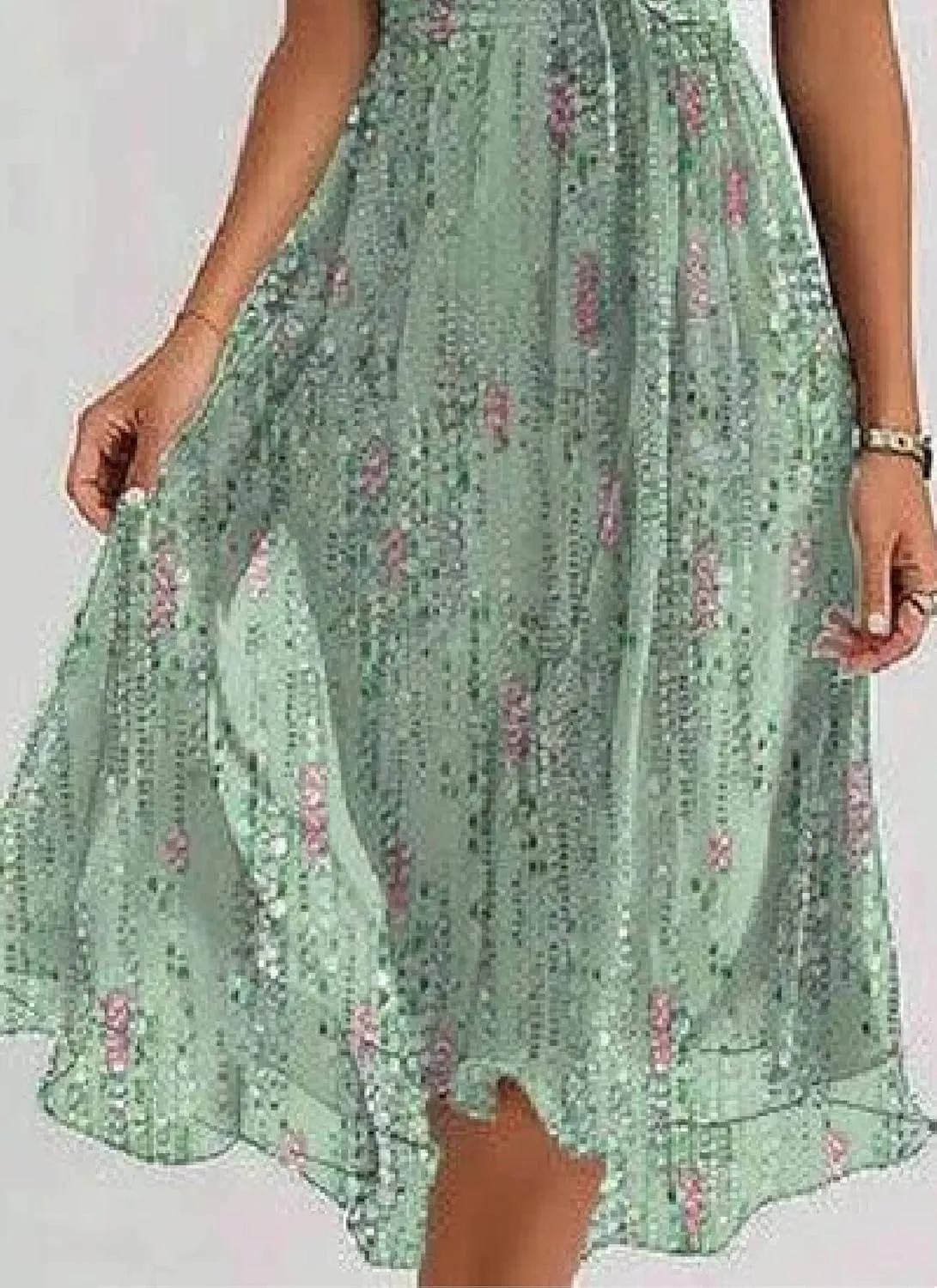 Women's Lace up Wrap Midi Dresses Short Sleeve V-Neck Dress Elegant Floral A-Line Dresses Going Out A-Line Flowy Dress