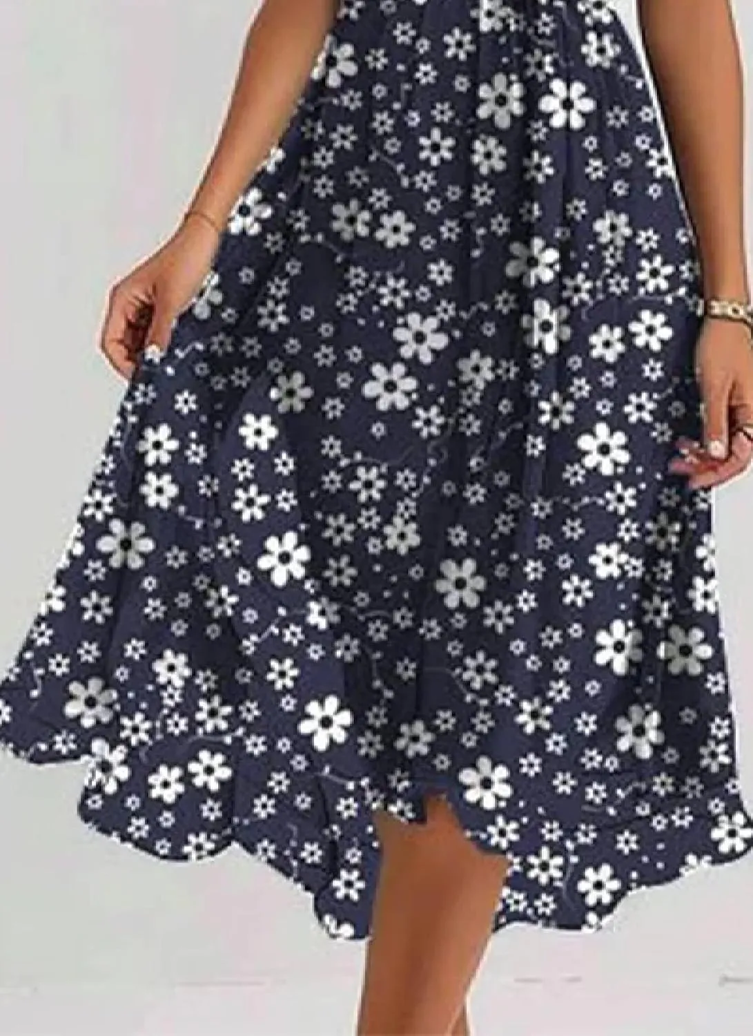 Women's Lace up Wrap Midi Dresses Short Sleeve V-Neck Dress Elegant Floral A-Line Dresses Going Out A-Line Flowy Dress