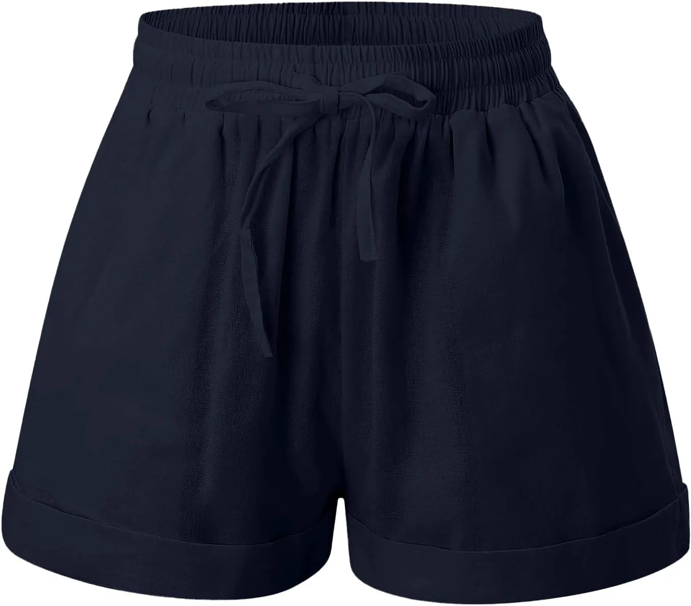 Women's Linen Shorts High Waisted Pleated Casual Bermuda Pants Lightweight Loose Wide Leg Workout Short with Pockets