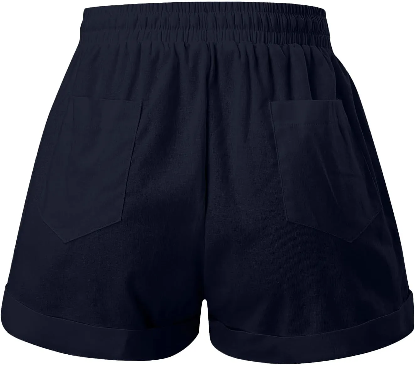 Women's Linen Shorts High Waisted Pleated Casual Bermuda Pants Lightweight Loose Wide Leg Workout Short with Pockets