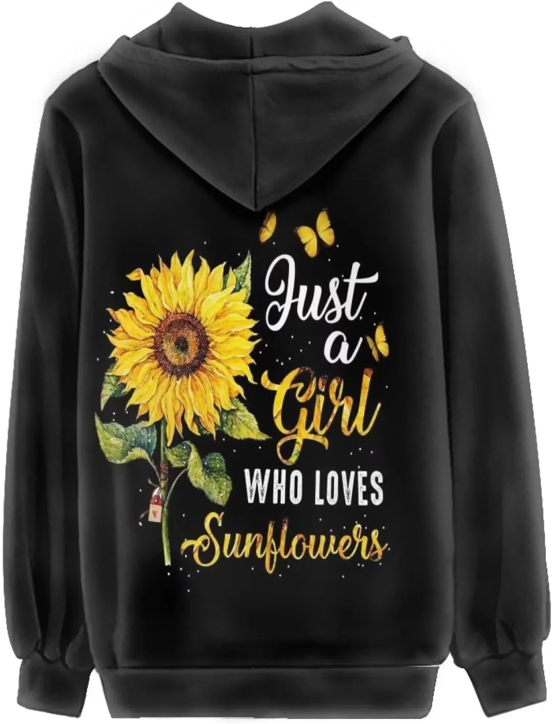Women's Long Sleeve Hoodie with Smooth Zipper Casual Sweatshirt Y2K Hooded Cardigan Size XS-5XL