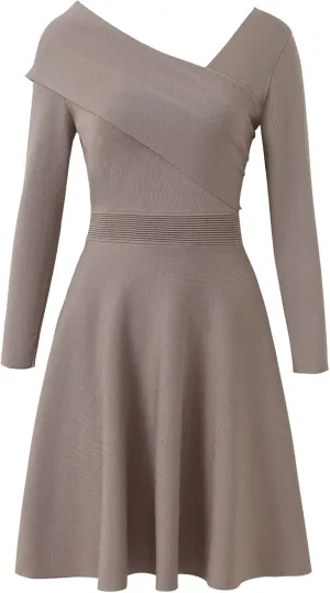 Women's Long Sleeve Wrap Midi Dresses A Line Swing Dress