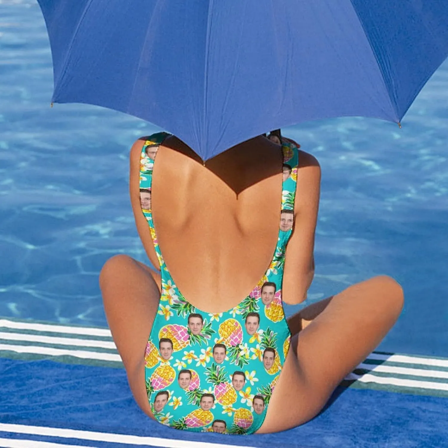 Women's Low Back One Piece Swimsuit Leopard Pattern Thong Swimwear Bathing Suits for Women