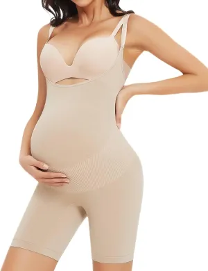 Women's Maternity Bodysuit Pregnancy Shapewear Bump Support Shorts Seamless Adjustable Straps Romper Jumpsuit