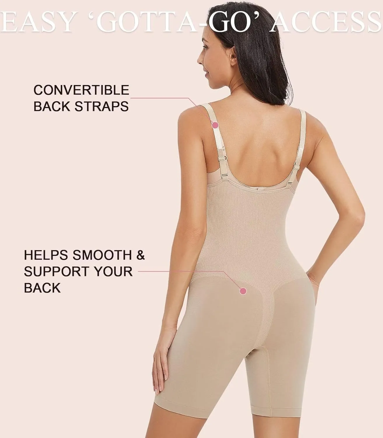 Women's Maternity Bodysuit Pregnancy Shapewear Bump Support Shorts Seamless Adjustable Straps Romper Jumpsuit