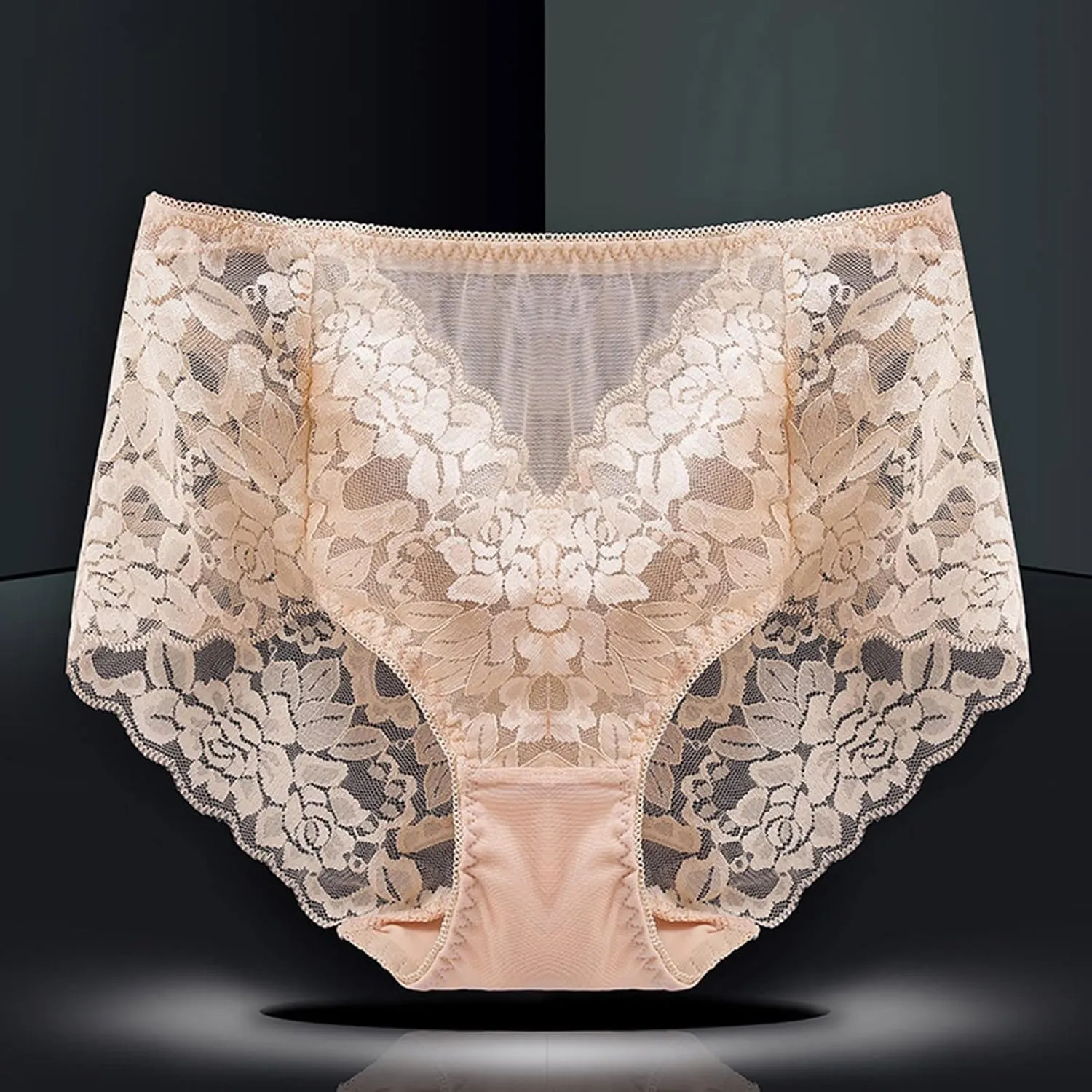 Women's Mid High Waist Sexy Lace Panties Seamless Brief Briefs Panties for Women