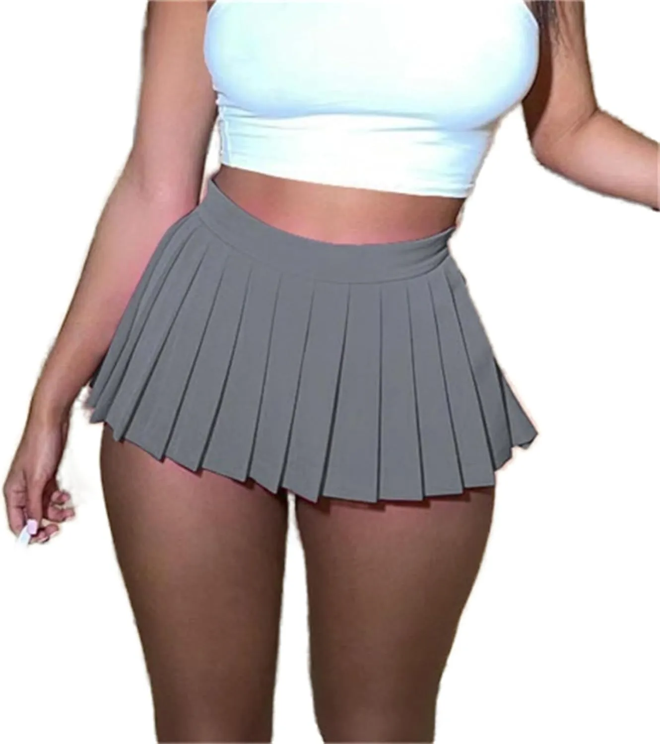 Womens Mini Pleated Skirt Y2k Skater Skirt Girl Sexy A-Line Club School Skirt Skater A-line Pleated Mini Skirt
