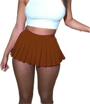Womens Mini Pleated Skirt Y2k Skater Skirt Girl Sexy A-Line Club School Skirt Skater A-line Pleated Mini Skirt