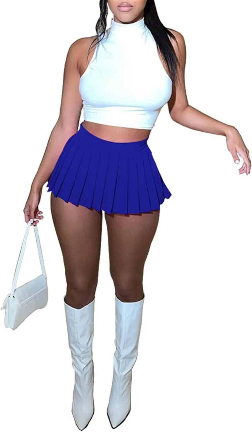 Womens Mini Pleated Skirt Y2k Skater Skirt Girl Sexy A-Line Club School Skirt Skater A-line Pleated Mini Skirt