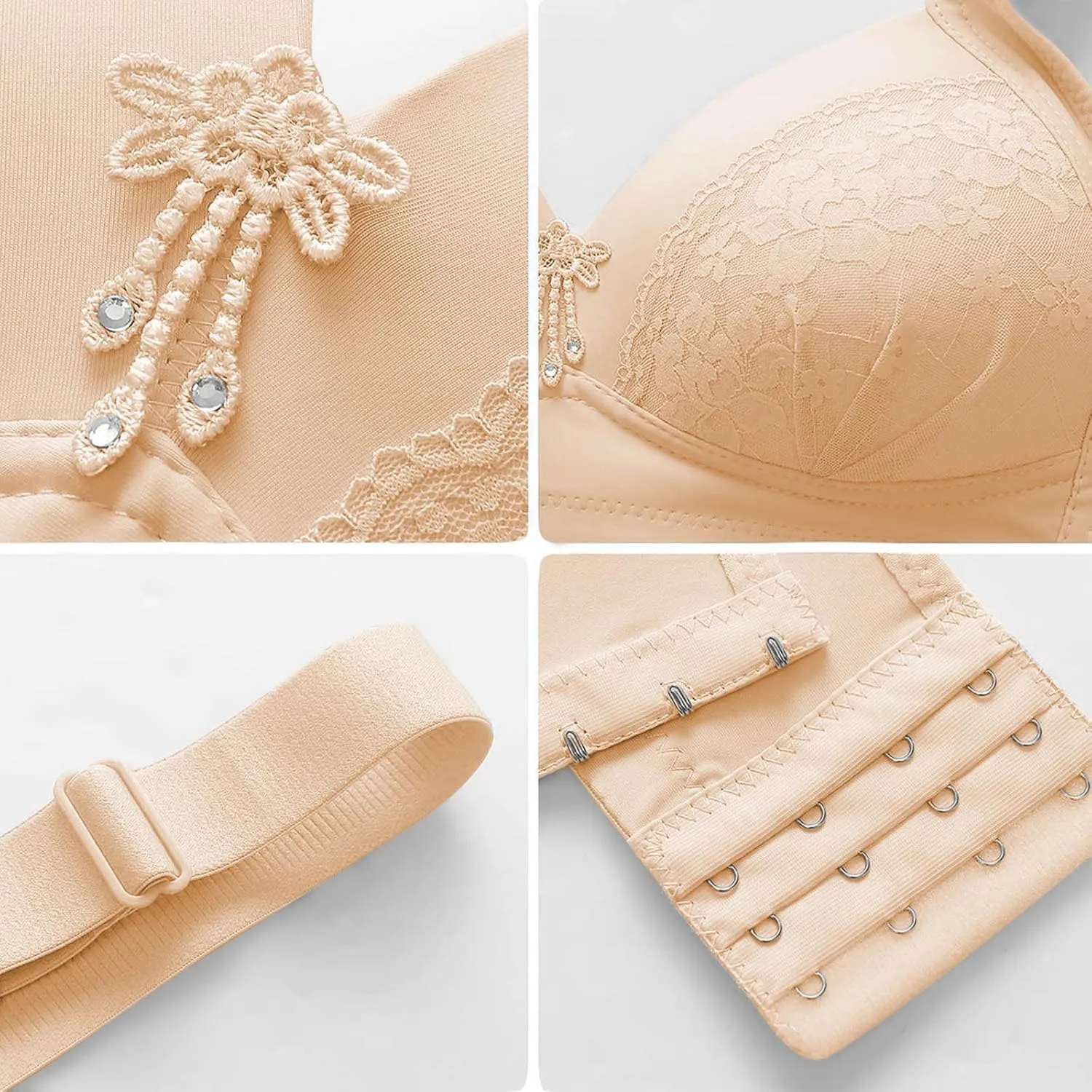 Womens No Underwire Lace Bra Full Coverage Adjustable Straps Bralettes Comfy Breathable Push Up Lifting Everyday Bra