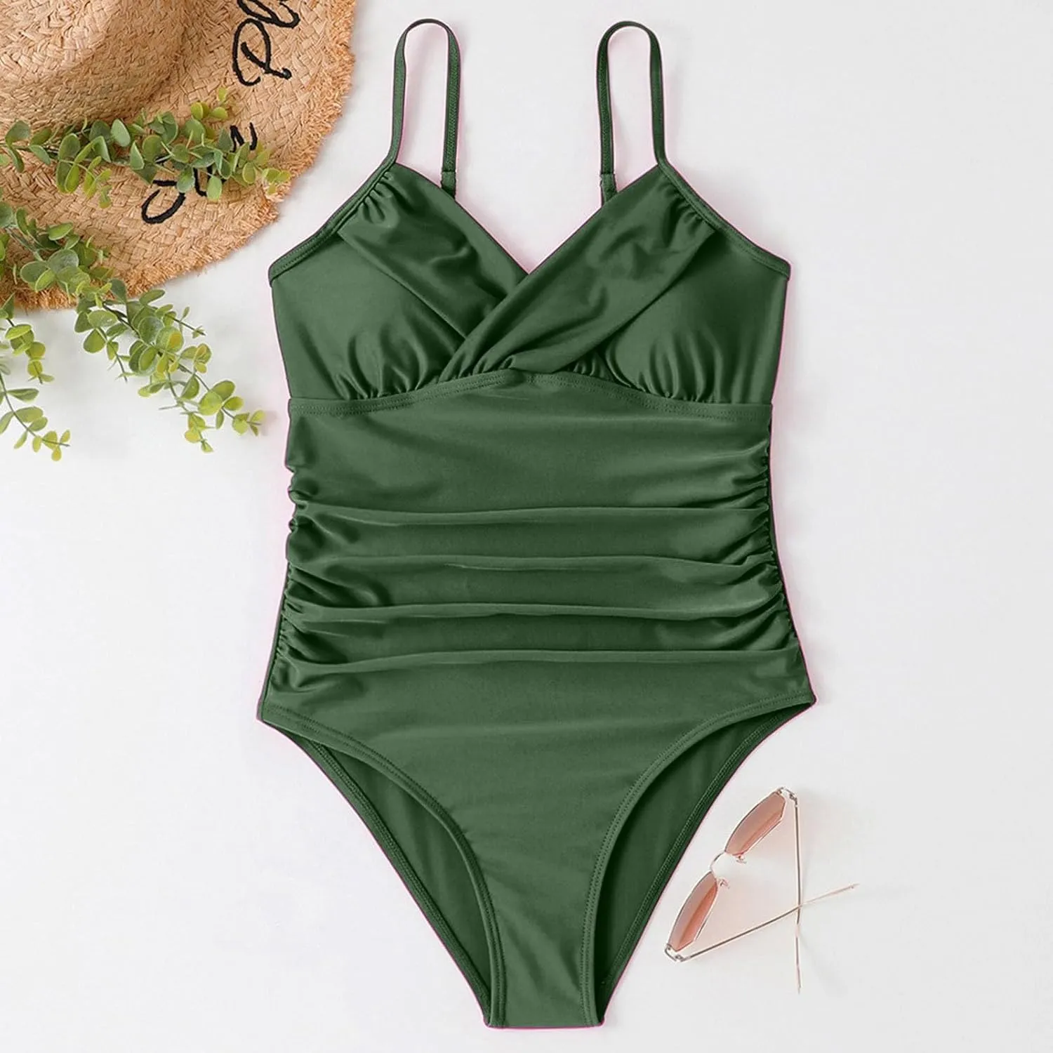 Womens One Piece Swimsuits Sleeveless Tummy Control Thong Bathing Suit Fashion Full Coverage Slim Fit Holidays Swimwear