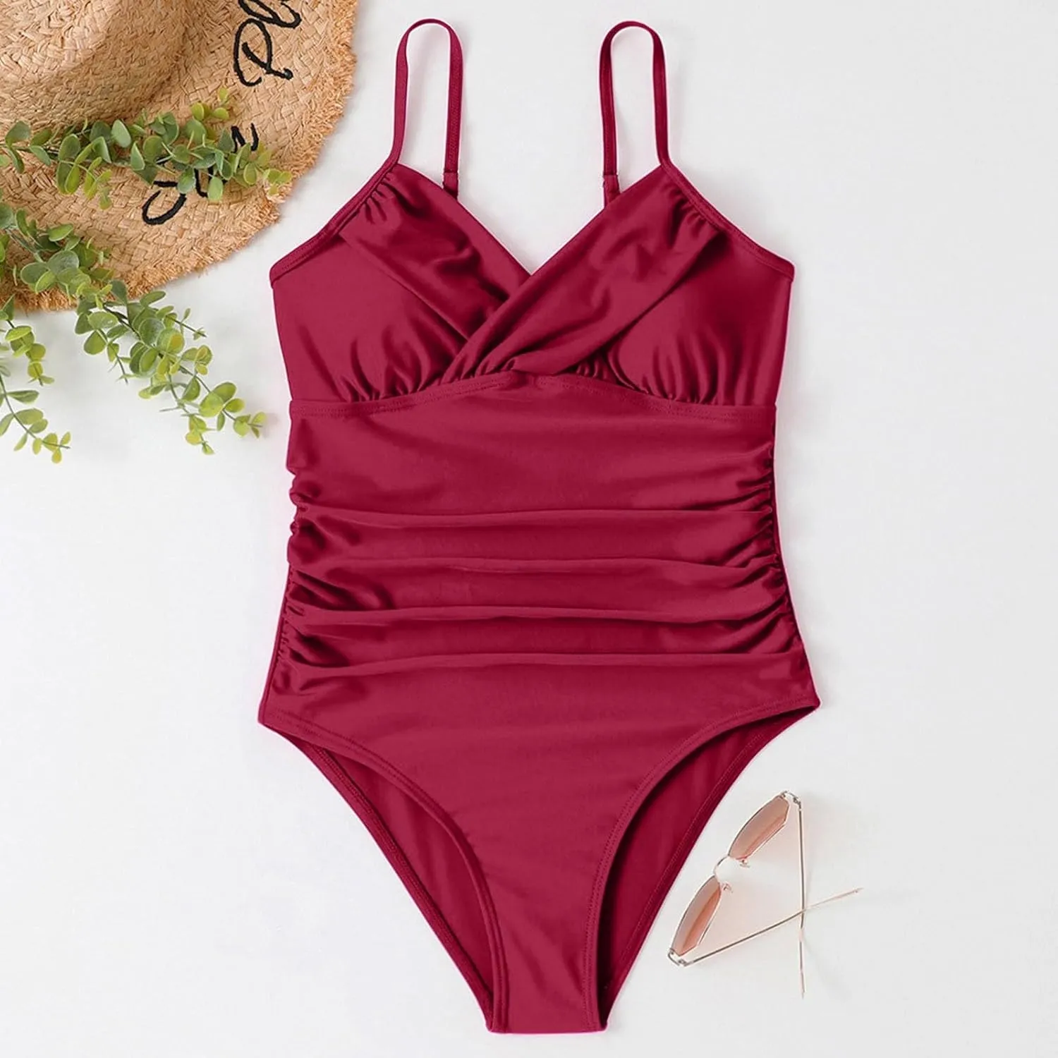 Womens One Piece Swimsuits Sleeveless Tummy Control Thong Bathing Suit Fashion Full Coverage Slim Fit Holidays Swimwear