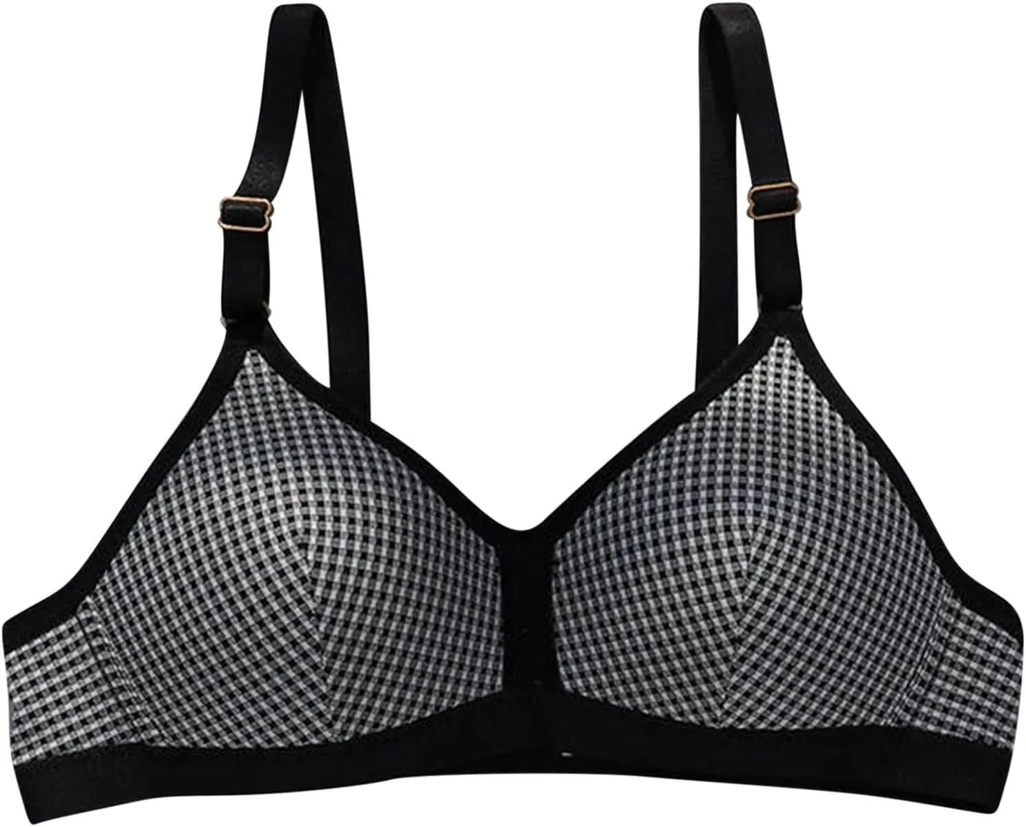 Womens Plaid No Underwire Bras Full Coverage Comfort Push Up Lift Bralette Lightweight Adjustable Straps Everyday Bra
