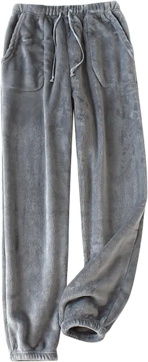 Womens Plush Pajama Pants Cute Versatile Fleece Elastic Waist Straight Bottoms Loose Lounge Pants Comfy Loungewear