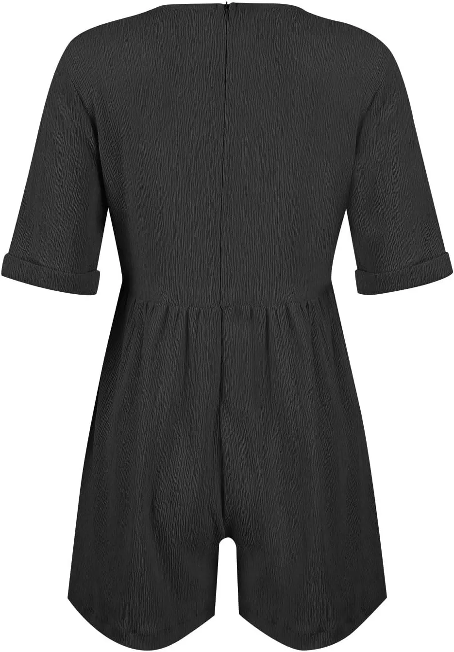 Womens Rompers for Summer Short Sleeve V Neck Short Jumpsuits with Pockets Casual Loose Overall Shorts Beach Outfits