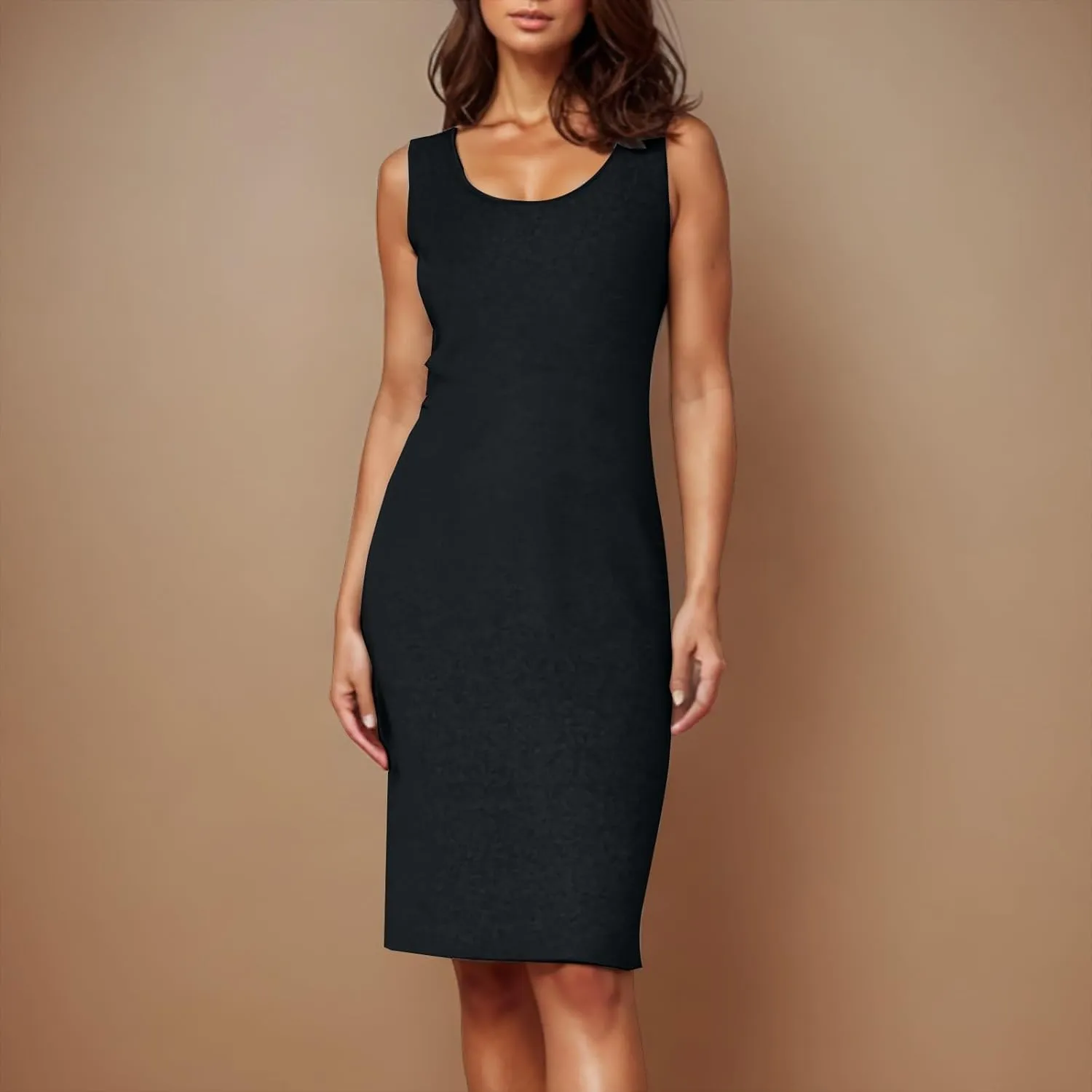 Womens Round Neck Tank Top Dress Sleeveless Summer Casual Slim Long Dresses 2025 Trendy Solid Color Basic Maxi Dress
