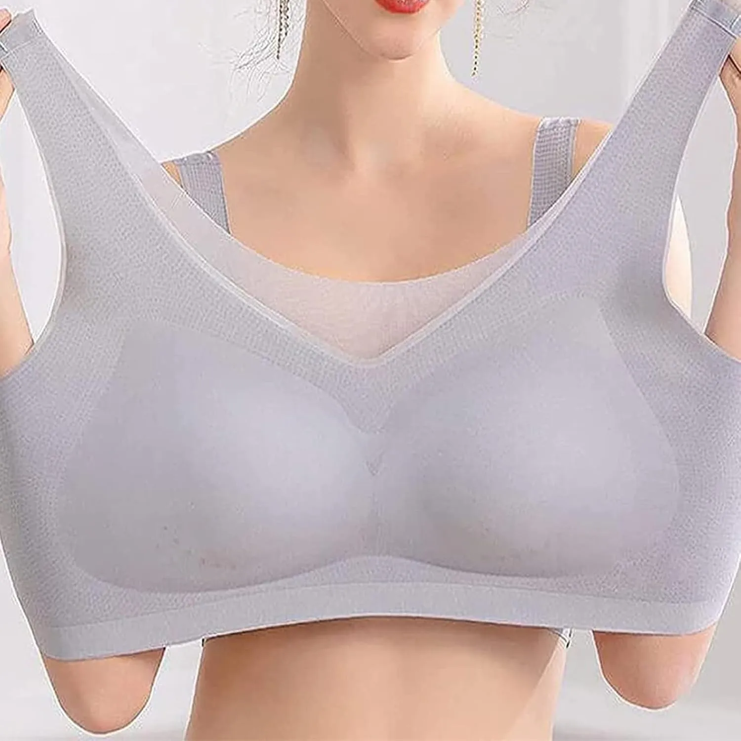 Womens Seamless Bra Summer Lightweight No Underwire Mastectomy Bra Mesh Breathable Bras Ultra Thin Ice Silk Bras